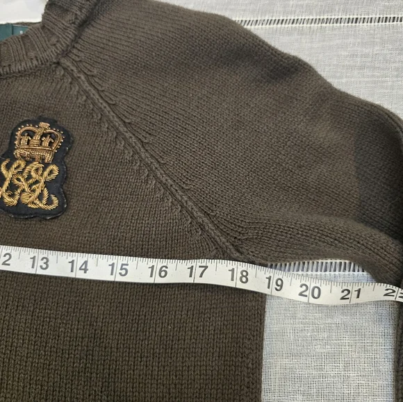 LAUREN RALPH LAUREN Womens Sweater Layered Bullion Patch Logo Brown Small - Picture 8 of 16